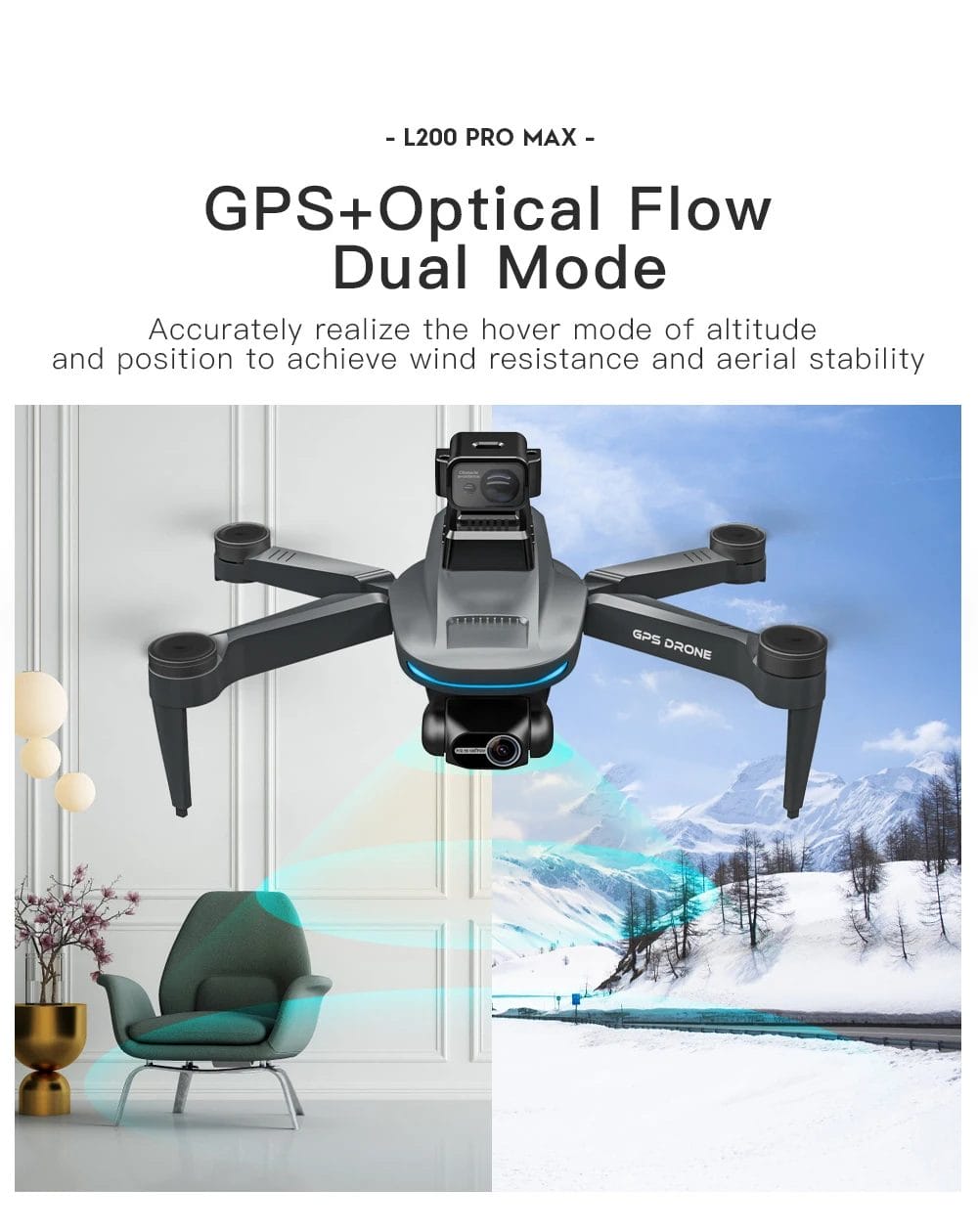 مراجعة L200 Pro Max استكشف أوضاع الطيران الذكية والمتقدمة 10 تقنيات الوضع المزدوج للتدفق البصري لاستقرار جوي افضل مع L200 PRO MAX 4K