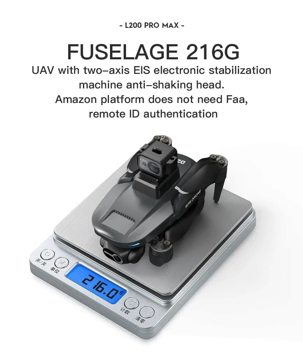 مراجعة L200 Pro Max استكشف أوضاع الطيران الذكية والمتقدمة 15 وزن الدرون يبلغ 216 غرام L200 PRO MAX