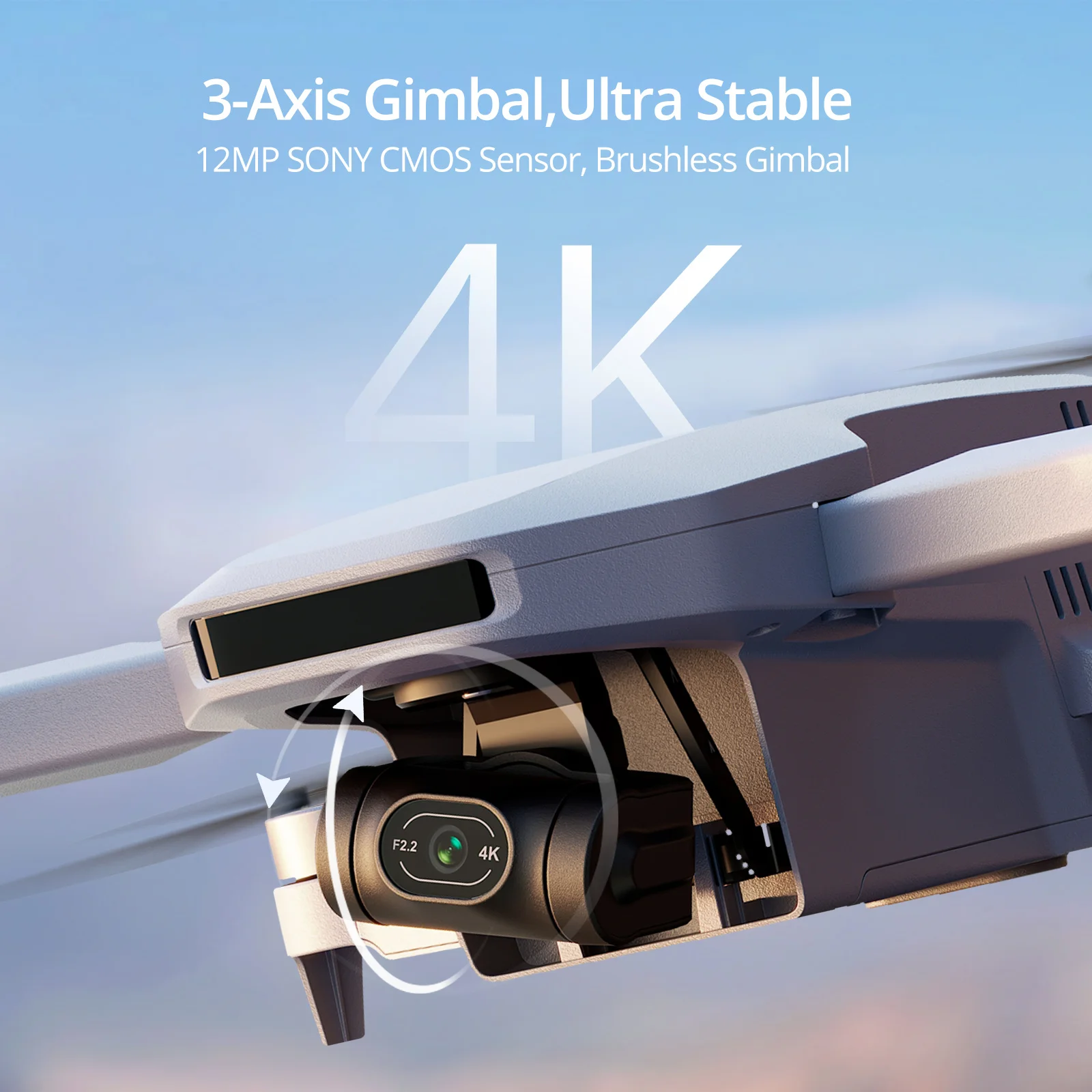 Potensic Mini Drone GPS 4K Professional أفضل درون في السوق 7 جيمبال ثلاثي المحاورمستقر للغاية مع مستشعرCMOS بدقة 12 ميجابكسل