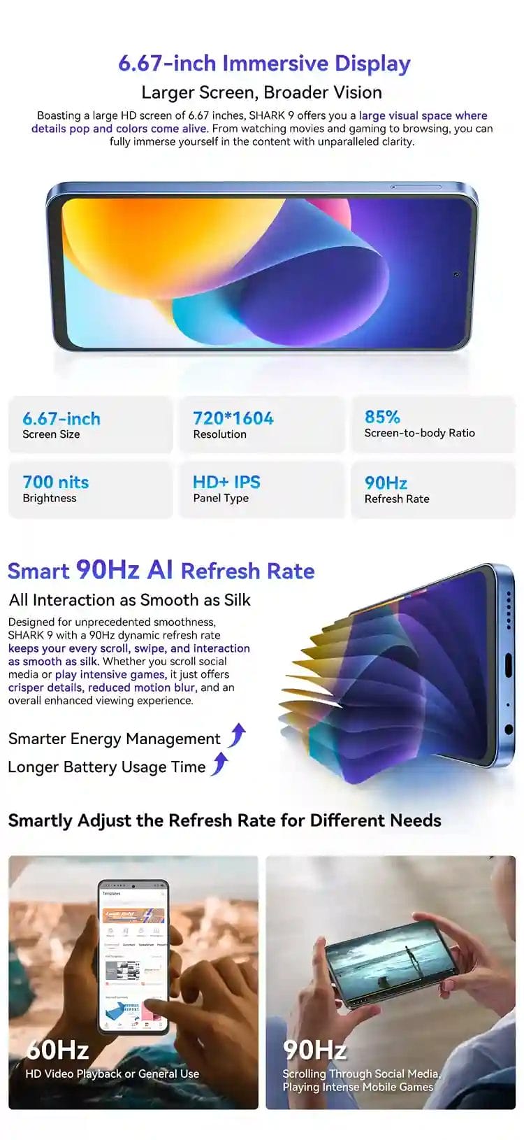 هاتف Blackview SHARK 9 5G مواصفات مذهلة و سعر لا يصدق 10 Blackview Sharek 9 5G مع شاشة غامرة مقاس 6.67 شاشة اكبر و رؤية أوسع