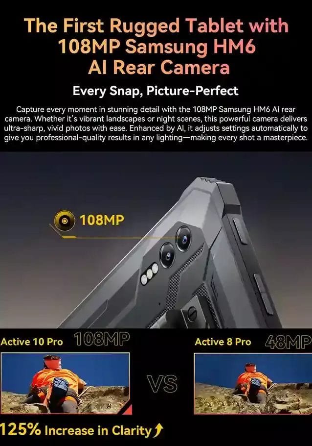 Blackview Active 10 Pro أول تابلت متين بكاميرا خلفية Samsung HM6 AI بدقة 108 ميجابكسل