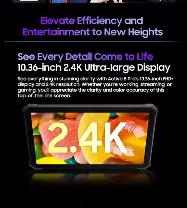 Blackview Active 8 Pro شاشة 2.4K فائقة الوضوح بحجم 10.36 بوصة لتجربة مشاهدة غامرة