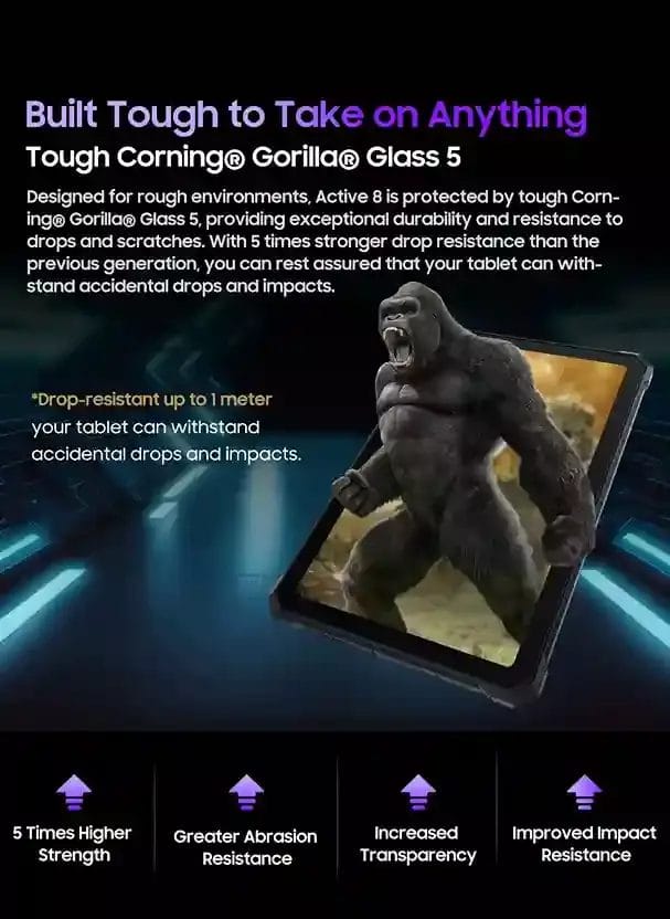 Blackview Active 8 Pro شاشة قوية تتحمل الصدمات بفضل زجاج Corning Gorilla Glass 5