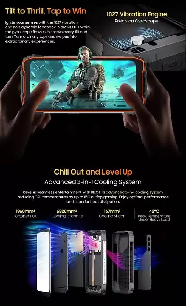 Blackview OSCAL PILOT 1 محرك اهتزاز 1027 لتجربة لعب غامرة مع نظام تبريد متطور 3 في 1 للحفاظ على الأداء