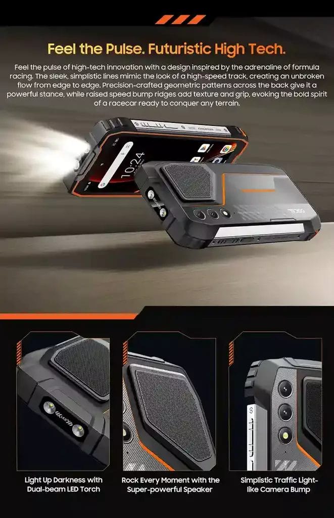 Blackview OSCAL PILOT 1 مصباح LED مزدوج قوي ومكبر صوت فائق