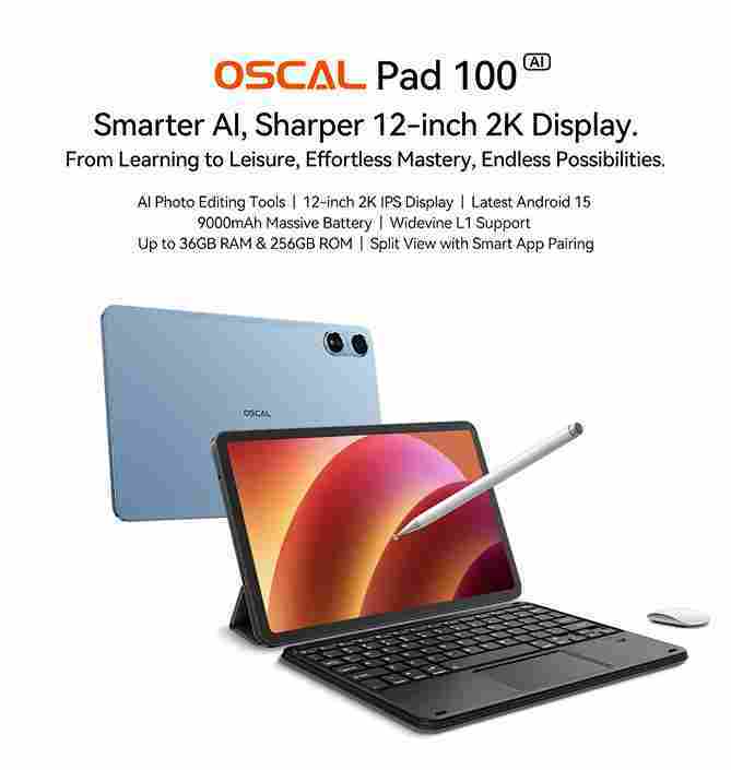 Blackview OSCAL Pad 100 شاشة 2K نابضة بالحياة ولوحة مفاتيح عملية