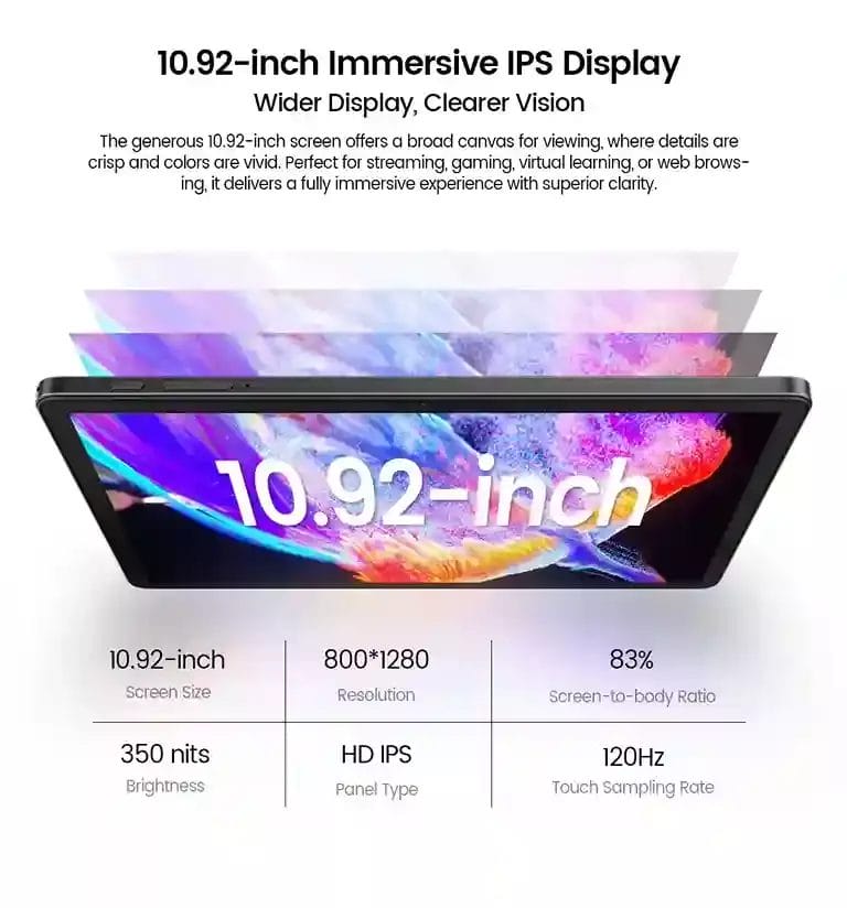 Blackview Oscal Pad 90 شاشة IPS غامرة بحجم 10.92 بوصة لرؤية أوضح وأوسع