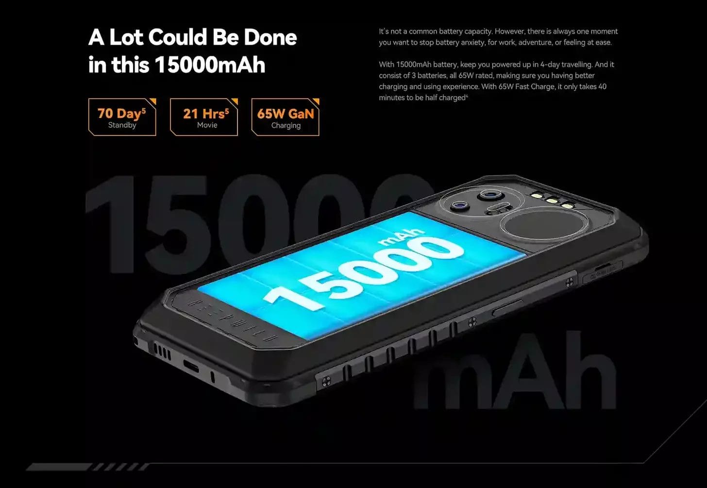 IIIF150 B2 Ultra بطارية 15000mAh تدوم طويلاً