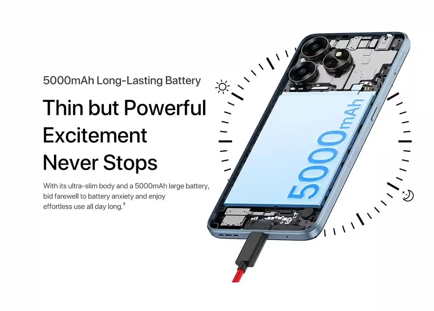 UMIDIGI G6 5G - بطارية 5000 مللي أمبير تدوم طويلاً