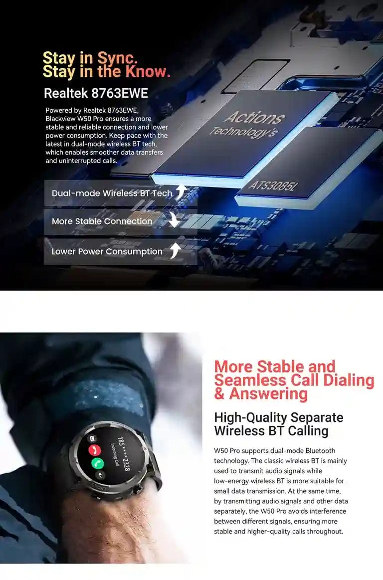 ابق على اطلاع دائم تقنية Realtek 8763EWE في Blackview W50 Pro