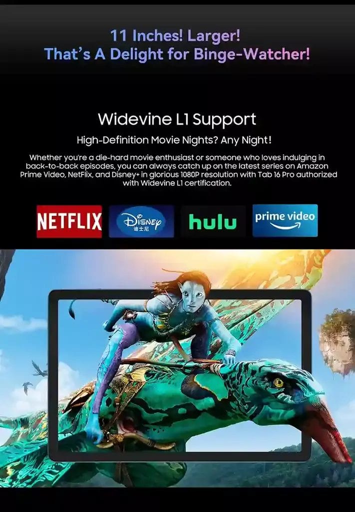 استمتع بأفلامك وبرامجك المفضلة بدقة عالية مع Blackview Tab 16 Pro ودعم Widevine L1