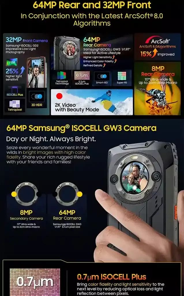 التقط كل التفاصيل كاميرا 64 ميجابكسل وشاشة خلفية للسيلفي في Blackview BV9300 Pro