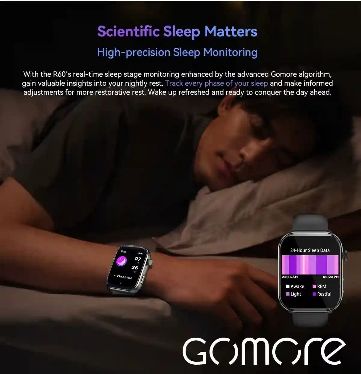 ساعة Blackview R60 تتبع دقيق لمراحل نومك مع خوارزمية Gomore المتقدمة في ساعتك