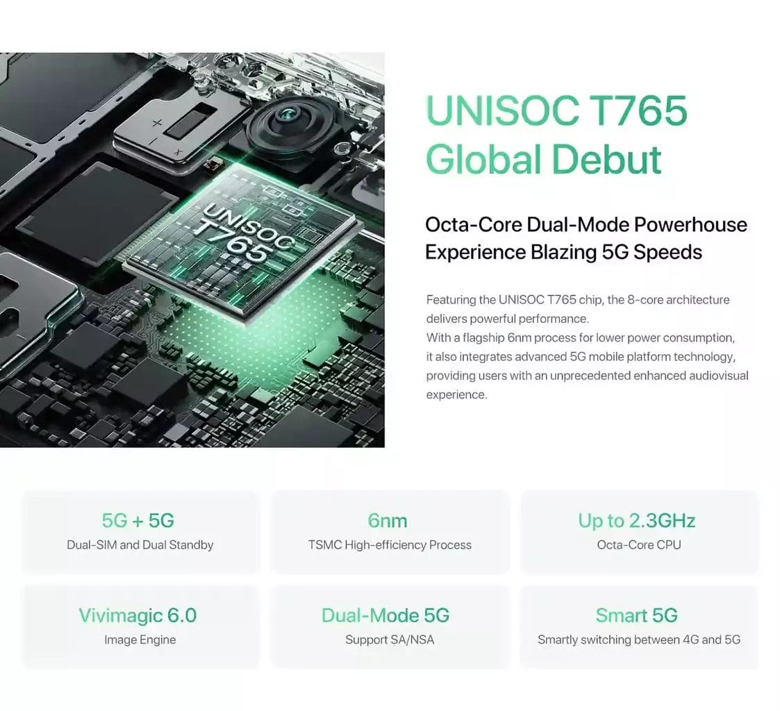 معالج Unisoc T765 قوة الأداء وسرعة 5G فائقة في UMIDIGI G9 5G