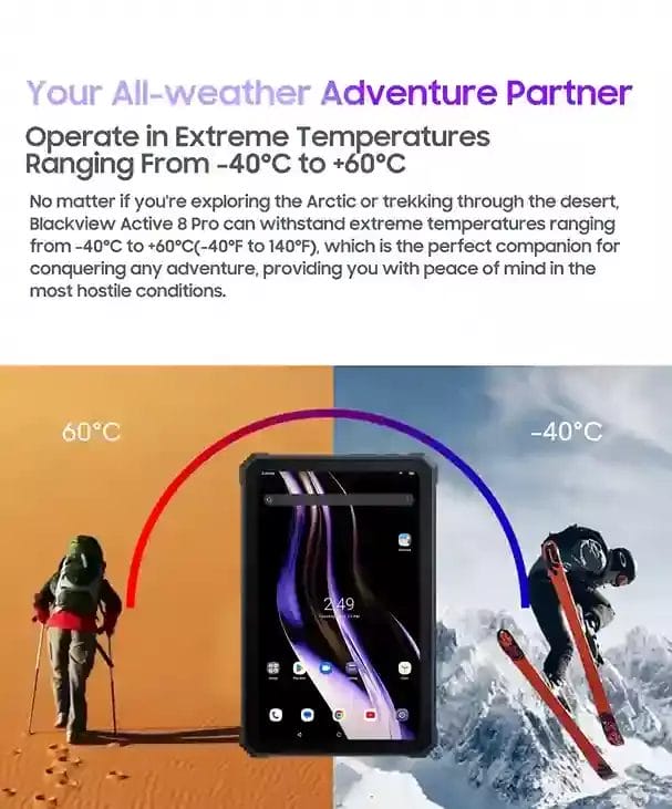 يعمل في درجات حرارة قصوى Blackview Active 8 Pro يتحمل من -40 درجة مئوية إلى 60 درجة مئوية