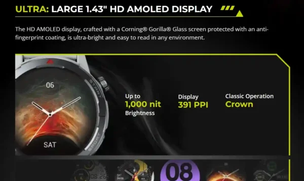 Zeblaze Stratos 3 Ultra مميزات الشاشة