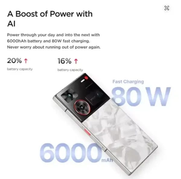 طاقة تدوم طوال اليوم Nubia Z60 Ultra 6000mAh وشحن 80W